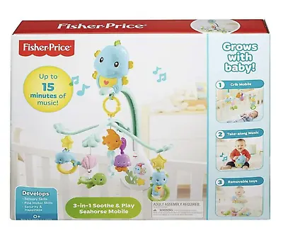 Buy Fisher Price 3-in-1 Soothe & Play Seahorse Mobile Toy New With Box • 69.40£