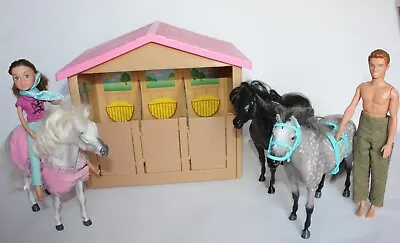 Buy Pony Parade Horse Stable And 3 Horses Ponies , Rosette Barbie Doll Toy Bundle • 19.99£