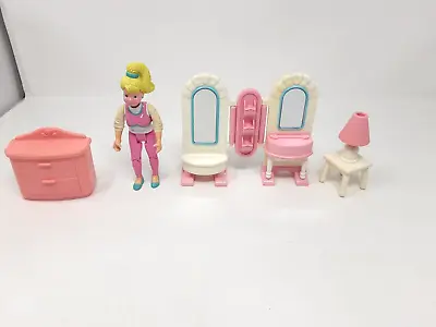Buy Vintage 1993/4 Fisher Price Loving Family Dolls House Furniture With Girl Figure • 26£