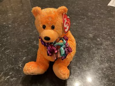 Buy Ty Beanie Baby Bear Happy Birthday - Orange - Mint Condition - Retired With Tags • 3.50£
