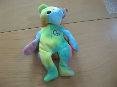 Buy Rare Retired TY Beanie Baby Original Peace Bear Light Colours  Made In Indonesia • 14.98£