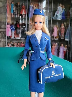 Buy Vintage Barbie + Outfit AMERICAN AIRLINES STEWARDESS #984 Mattel Doll • 84.57£