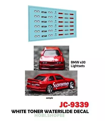 Buy JC-9339 White Toner Waterslide Decals BMW E30 LIGHTSETS CUSTOM 1:64 Hot Wheel • 3.79£