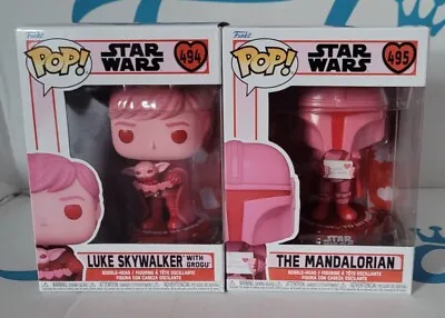 Buy Funko Pop! Star Wars Valentines - Luke Skywalker & Grogu #494 & Mandalorian #495 • 15.99£