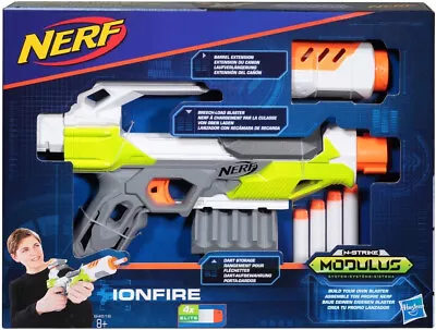 Buy Nerf Ionfire N-Strike Modulus Blaster Gun With Soft Darts Barrel Extension New • 9.95£