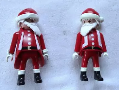 Buy 2 Playmobil Father Christmas, Santa Figures In Different Coats, Dated 2000 • 3.99£