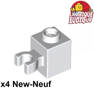 Buy LEGO 4x Brick Brick Modified 1x1 Vertical O Clip Clip White/White 30241b NEW • 1.11£
