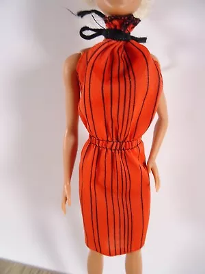 Buy Vintage Fashion Fashion Clothing For Barbie Doll Red Dress Stripes 70s (14428) • 11.34£