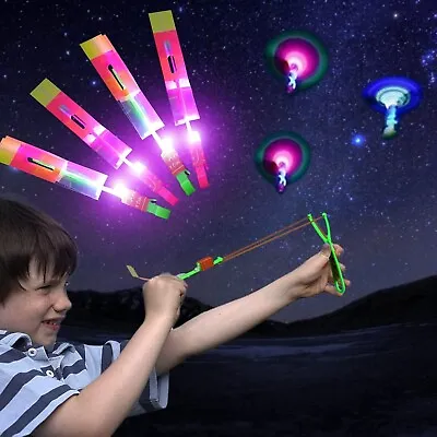 Buy HOT Kids Sling Shot Toys Arrow Rocket LED Light Helicopter Type Flying Toy • 2.29£
