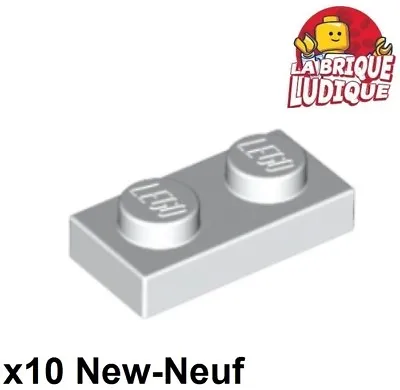 Buy LEGO 10x 1x2 2x1 White/White 3023 Flat Plate NEW • 1.59£