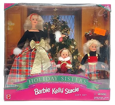 Buy 1998 Mattel 19809 NrfB Holiday Sisters 3-Doll Gift Set: Barbie + Kelly + Stacie • 86£