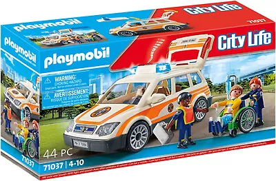 Buy Playmobil Ambulance Paramedic Car Wheelchair City Life 44pc Lights / Sound 71037 • 25.94£