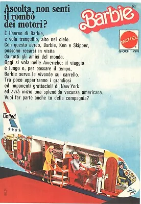 Buy 1976 Barbie Friend Ship Airplane Advertising Italian Magazine Advertising 18x13 • 5.04£