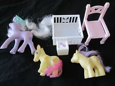 Buy 3 Baby My Little Ponies Play Pen Chair Etc 1980’s • 9.99£