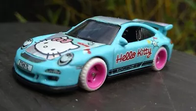 Buy PORSCHE 911 GT3RS Hello Kitty By Hot Wheels Modified Real Riders Metal Base 1:64 • 0.99£