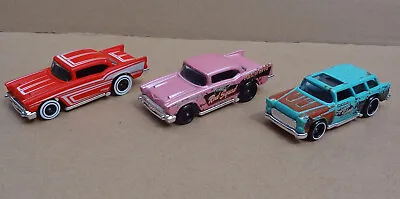 Buy Hot Wheels - Chevrolet Chevy '55 Nomad + '57 Bel Air - Rod Squad - (3x Cars) • 4.99£