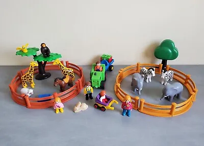 Buy 123 Playmobil 6754 Le Grand Zoo Zebras Giraffes Elephants Monkey Figures Tractor • 30.84£
