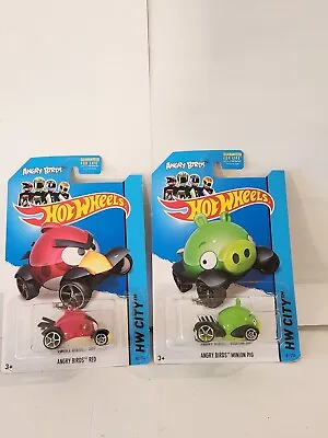 Buy 2014 Hot Wheels HW City Angry Birds Red #82 & Minion Pig Green #81 L86 • 7.80£