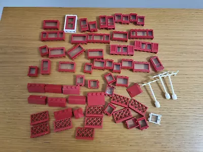 Buy Lego Vintage 60/70’s Lego Red Windows Doors Roof Antenna 60+ Job Lot With Glass • 19.99£