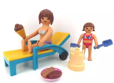Buy Playmobil Summer Beach Figures - Deck Chair + Lady & Child Hotel Vacation People • 5.70£