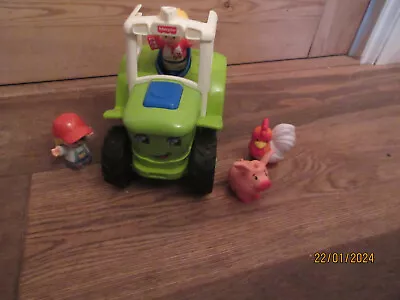 Buy Fisher Price Little People Sound Pushalong Tractor Towbar Farm Animal Farmer Fig • 16.99£