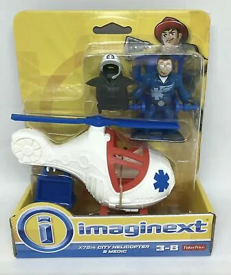 Buy New Sealed IMAGINEXT City Helicopter Medic Figure Toy Set X7614 Fisher Price 3+ • 9.95£