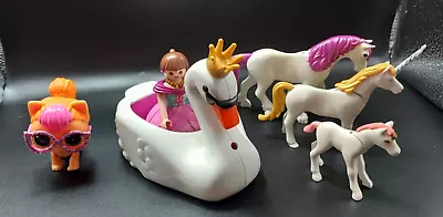 Buy 6) Playmobile Figures Swan And Princess, Unicorn Horses, Other Cat • 4£
