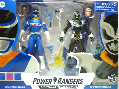 Buy In Space Blue V Silver Psycho Power Rangers  Light Collection 2 PK Action Figure • 19.99£