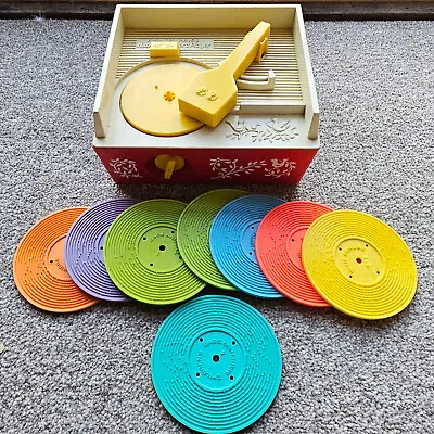 Buy Vintage 1971 Fisher Price Music Box Record Player + 9 Double Side Discs Working • 54.99£