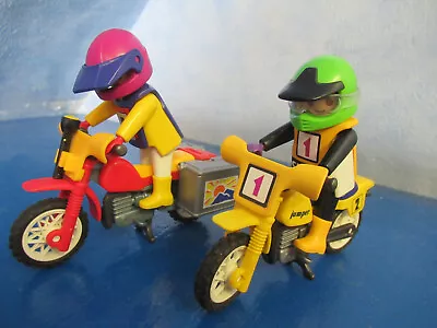 Buy 2x Motocross Motorcycle Saddlebags Racing Figure Playmobil 1610 • 15.23£