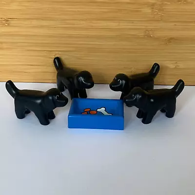 Buy Playmobil 123 Black Dogs X 4 With Bowl • 4.50£