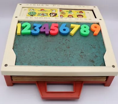 Buy Vintage Fisher Price School Days Desk With Magnetic Letters/Numbers & Cards • 15.99£