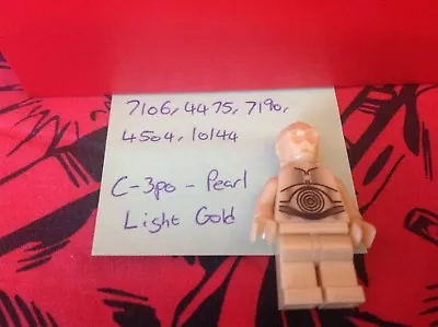 Buy Lego Star Wars Minifigure C-3PO Pearl Light Gold - 8129 10188 8092 10198 10144 • 8.95£