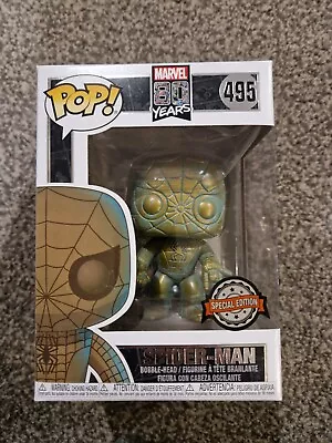 Buy Funko Pop Marvel 80 Years Spider-Man Patina #495 + Free Protector • 8£