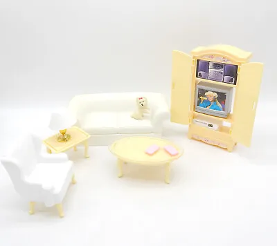 Buy Mattel Barbie Living Room Couch Armchair Table Cabinet Accessories - Vintage • 52.03£