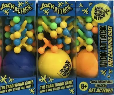 Buy Set Of 3 Jack Attack Game Traditional XL Jacks New Street Ball Twist 1 Ball 15 • 13.49£