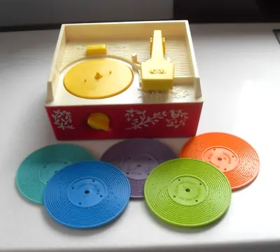 Buy Vintage 1971 Fisher Price Music Box Record Player Wind Up With All 5 Discs • 59.99£
