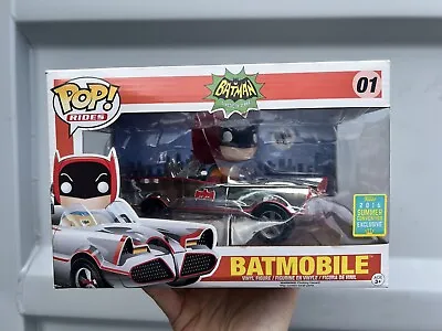 Buy NEW FUNKO POP RIDES #01 BATMOBILE In CHROME - 2016 SUMMER CONVENTION EXCLUSIVE • 99.99£