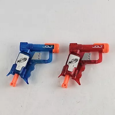 Buy Pair Nerf Jolt Blasters Single Shot Blue & Red Clear Foam Dart Blasters • 9.99£