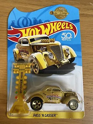 Buy Hot Wheels PASS 'N GASSER Golden 50th Anniversary GOLD EDITION With DRAG LIGHT • 9.95£