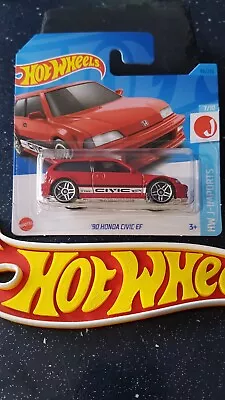 Buy Hot Wheels ~ '90 Honda Civic EF, Red, Short Card.  Many More NEW HW's Listed!! • 3.69£