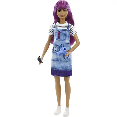 Buy Barbie Salon Stylist Doll With Stylish Uniform And Brush And Hair Dryer • 10.99£