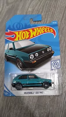 Buy 1/64 Hot Wheels Volkswagen Golf Mk2 Blue Green Long Card • 8.99£