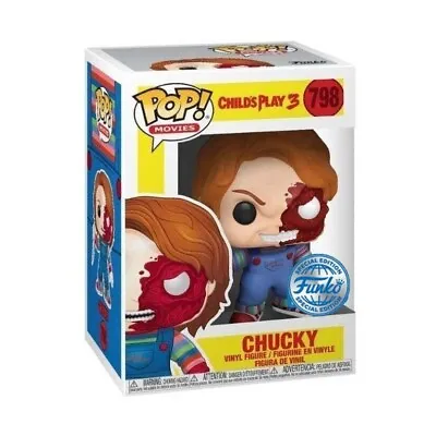 Buy Child´s Play POP! Movies Vinyl (Exc) Figure Chucky Half (BD) 9 Cm -new • 21.99£