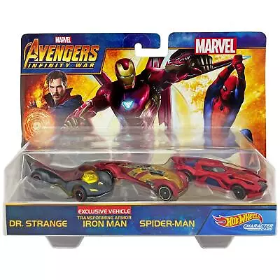 Buy Hot Wheels Marvel Avengers DR STRANGE, IRON MAN & SPIDER-MAN 1:64 Diecast 3Pk • 24.99£