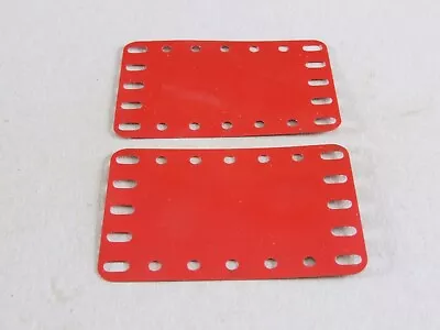 Buy 2 Meccano 5 X 7 Hole Flexible Metal Plates Part 190a Light Red Stamped MMIE • 4.50£