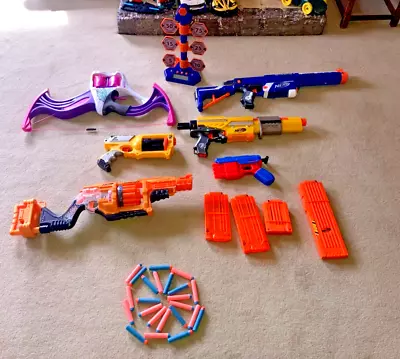 Buy Nerf Guns Bundle Five Guns Plus Bow With Target And Bullets • 16£
