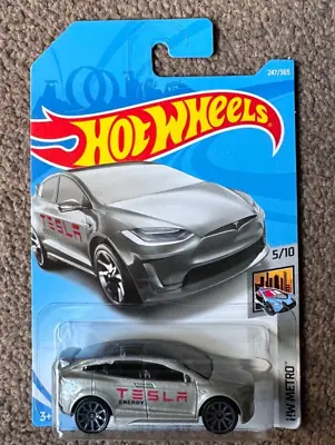 Buy 2018 Hot Wheels Tesla Model X HW Metro 5/10 Long Card Silver BNIP • 9.99£