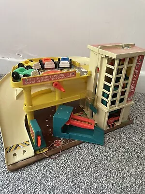 Buy Fisher Price Parking Service Center Garage 1970s Vintage Toy With Cars & Ramp • 25£