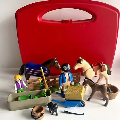 Buy Playmobil Take Along Horse Set With Horses Riders & Accessories + Red Carry Case • 5.99£